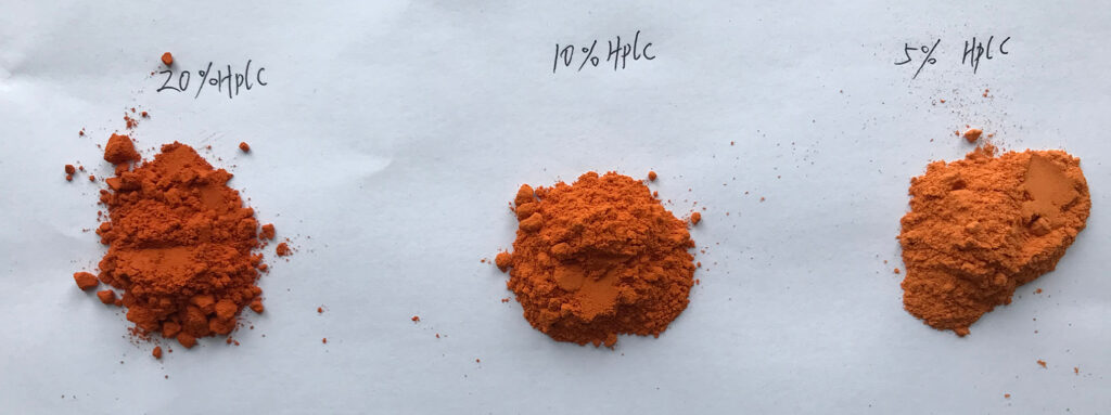 Stability test of lutein powder--Step 1